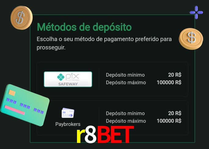 O cassino r8bet oferece uma grande variedade de métodos de pagamento